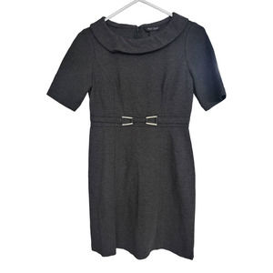 White House Black Market Gray Short Sleeve Dress with Faux Belt - Size 2